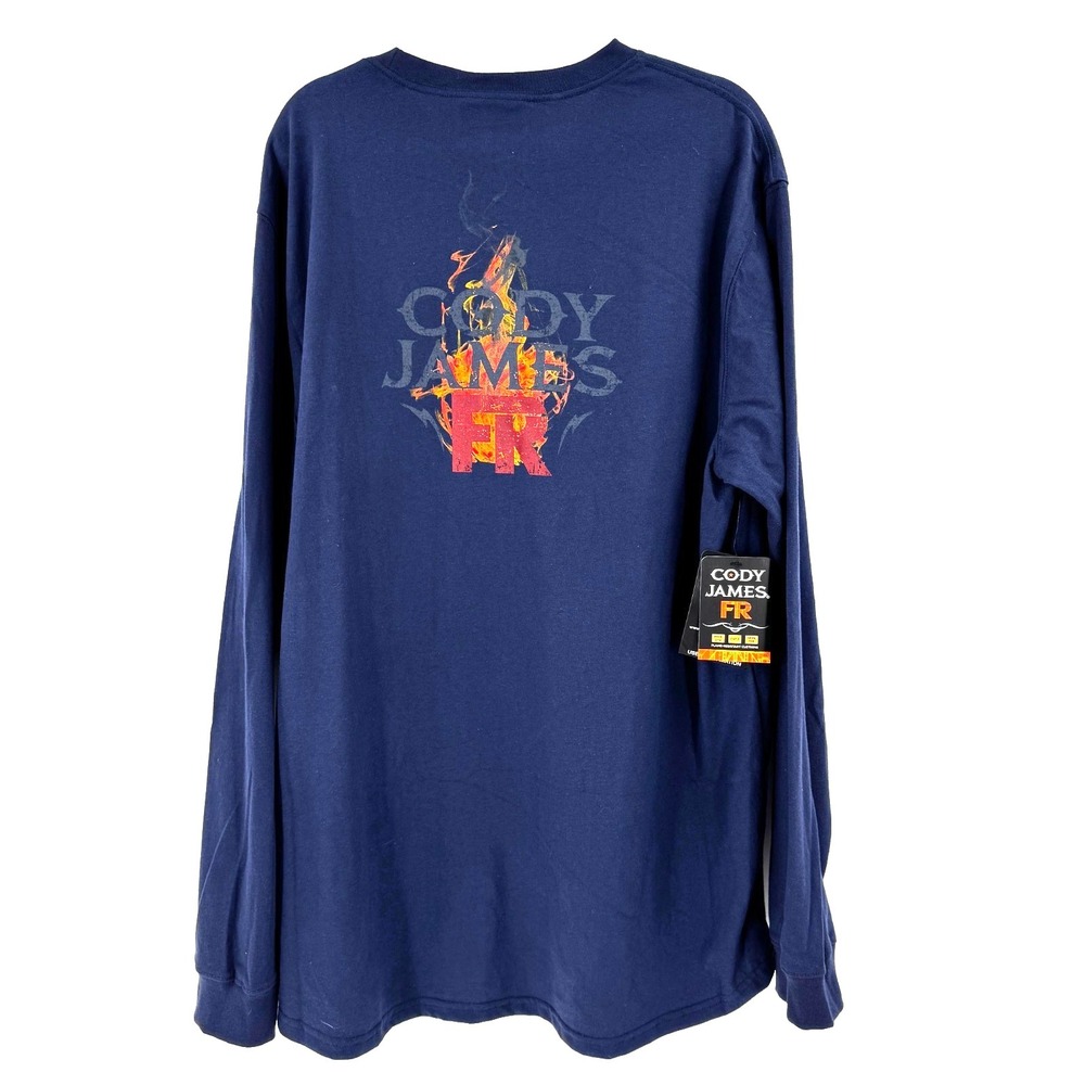 NEW Cody‎ James Men's FR Vintage Graphic Long Sleeve Work Shirt 2XL Blue Flame